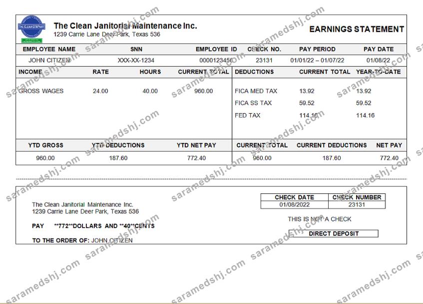 USA Texas commercial cleaning company earnings statement